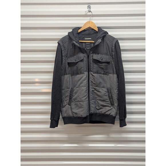 RVCA Size Medium Black & Grey Puffered Waywood Hooded Jacket - Picture 2 of 8